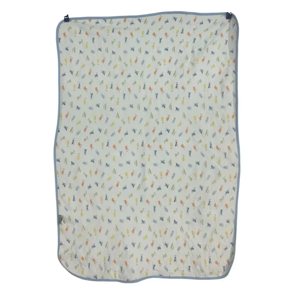 Vintage Carter’s Tiger Hippo Frog Blue Jersey Knit Cotton Baby Blanket